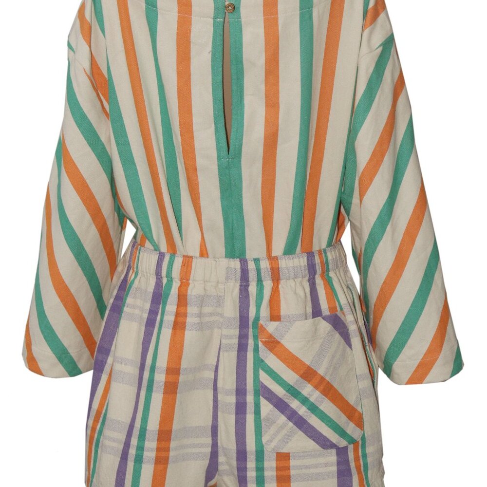 Free People Free Est The Tone Set Striped Printed Oversized Top Shorts XL - Picture 5 of 11
